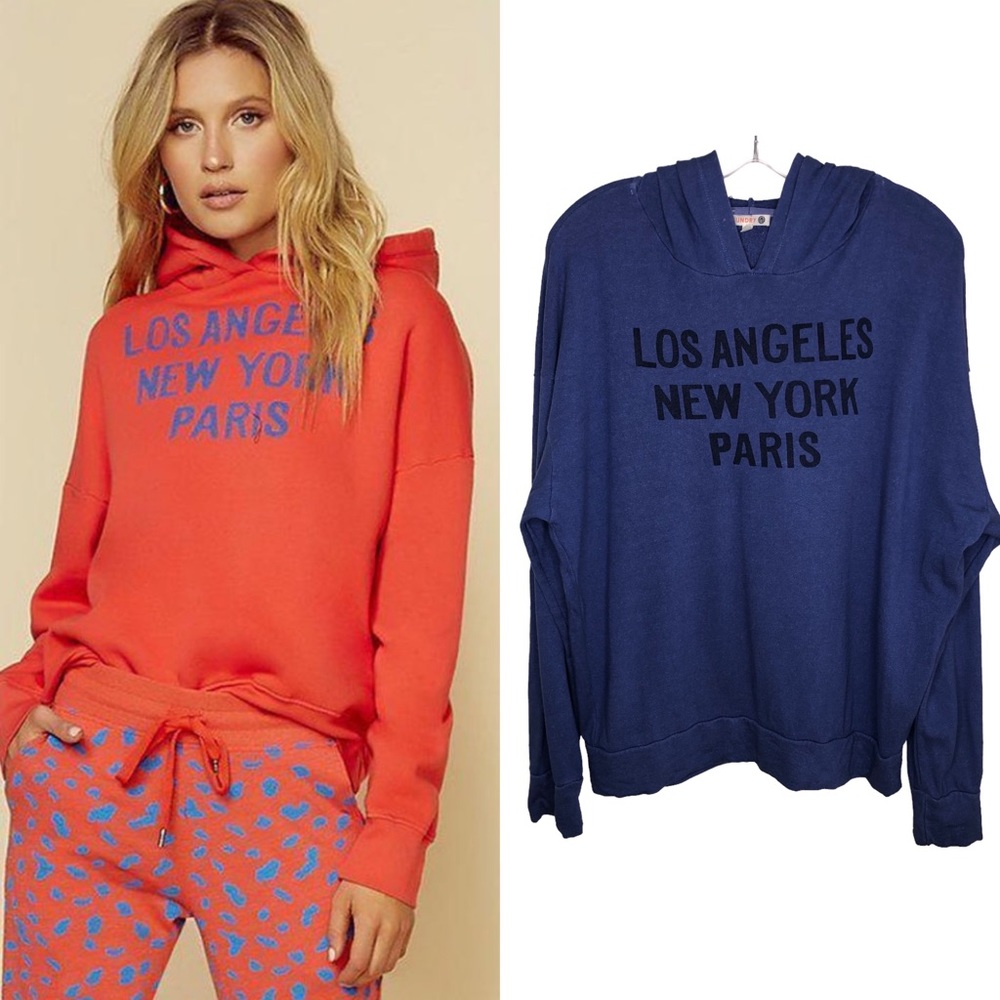 Sundry Blue Los Angeles New York Paris Hoodie Sweater